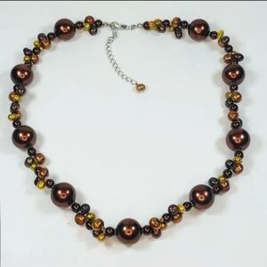 Freshwater Pearl And Glass Beaded Necklace New